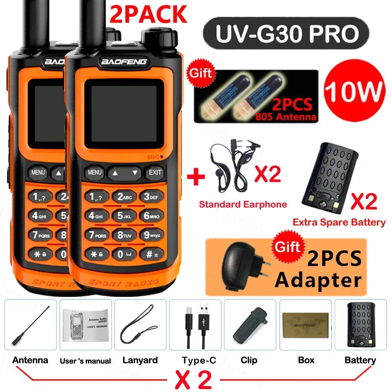 2PCS Baofeng UV G30 PRO Walkie Talkie UHF VHF 50KM Two Way Radio Hunting Upgraded Of UV9R 5R Pro UV10R UV16 Plus Max Distance