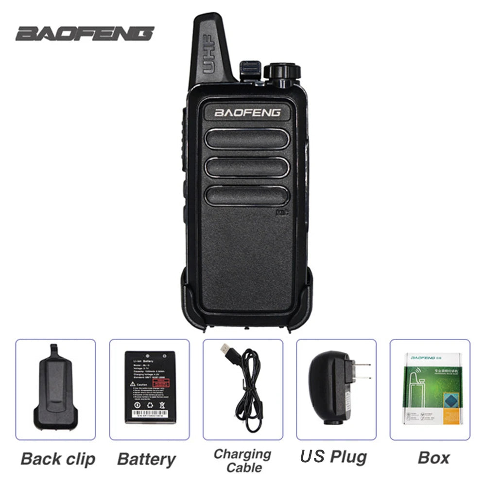 Baofeng Mini Walkie-Talkie Uhf Band Outdoor Portable Two Way Radio Handheld Walkie Talkie USB Charging For Hunting Walking