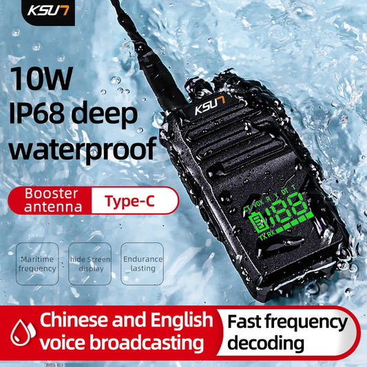 KSUT P88 10W Amateur Radio Receiver Station Walkie Talkie Long Range Professional Waterproof VHF Boat  kayaks Marine Radios