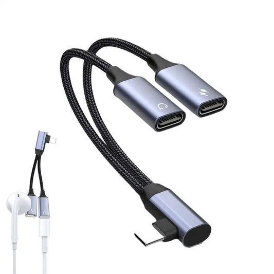 OTG 2 IN 1 USB C Splitter to Dual Type USB C Headphone Jack Audio Adapter PD Fast Charger for Samsung HuaweiiPhoneXiaomi